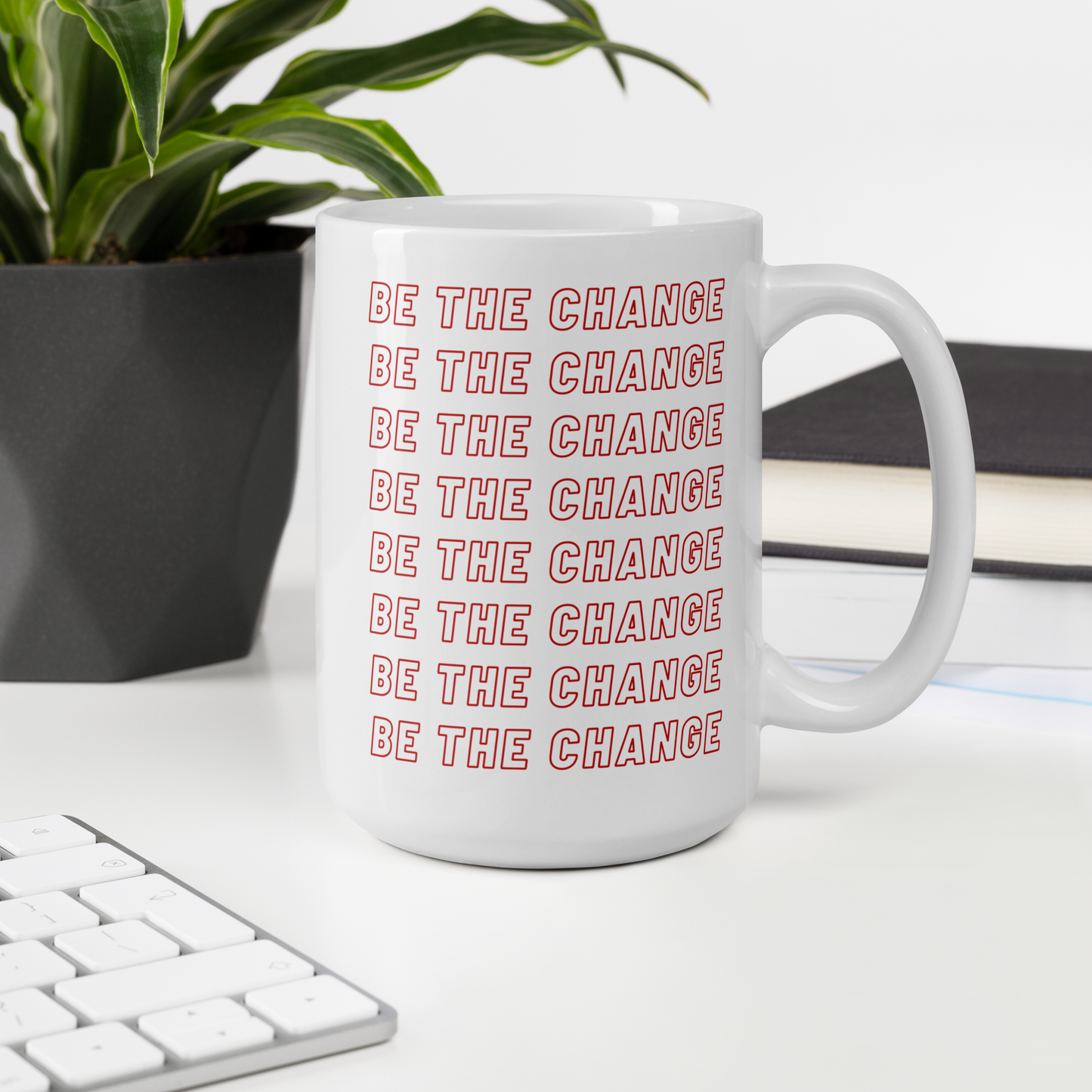 'Be The Change' white mug