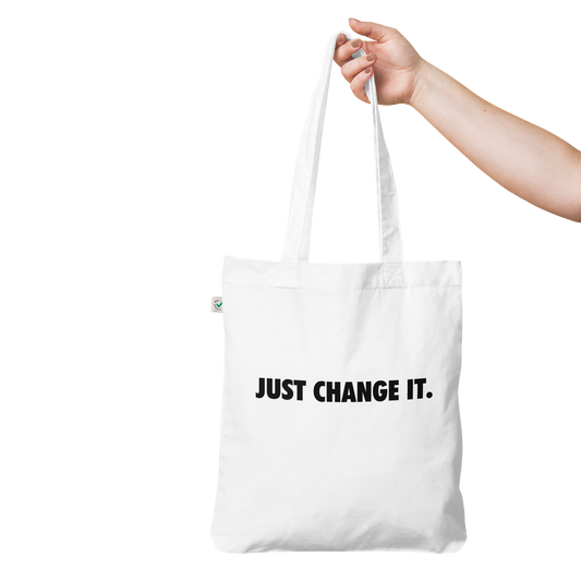 'Just Change It' white tote bag